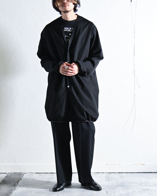 Narrowing Long Cardigan, Exclusive "size7", Black finx cotton.-KIMURA-COELACANTH