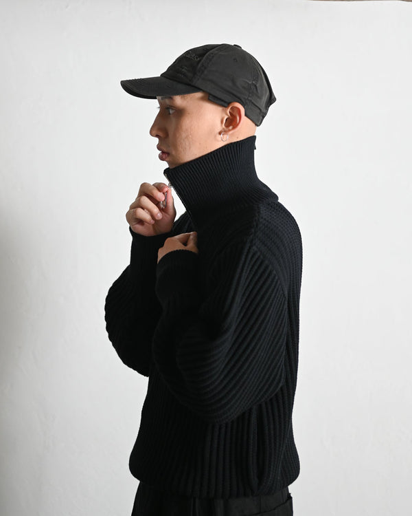 TWIST WOOL HALF ZIP NECK P/O