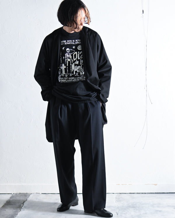 Narrowing Long Cardigan, Exclusive "size7", Black finx cotton.-KIMURA-COELACANTH