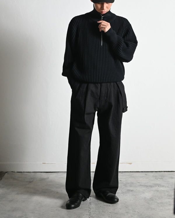 TWIST WOOL HALF ZIP NECK P/O