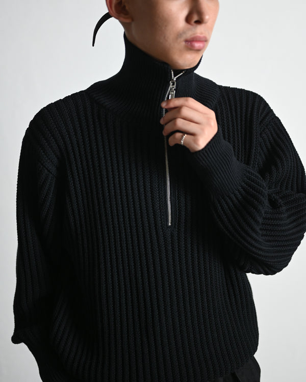 TWIST WOOL HALF ZIP NECK P/O