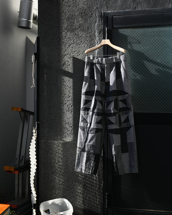 Wide tuck pants 005, Black