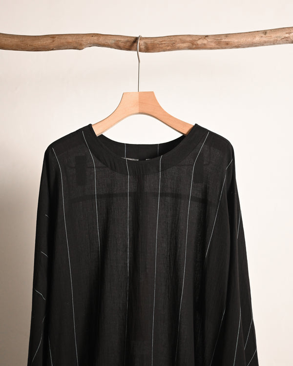 Pin-stripe KhadiCotton Long Pullover
