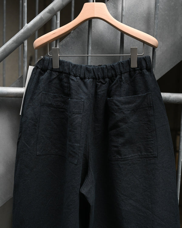 亜麻苧麻ビッグショートパンツ, 墨黒