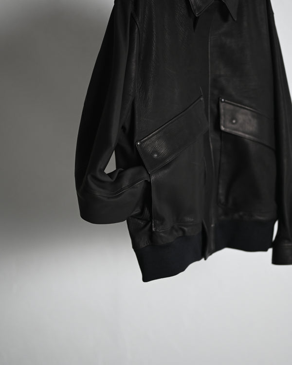 CALF LEATHER FLIGHT JKT