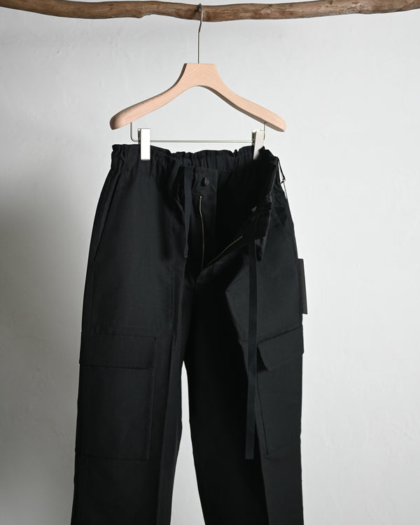 WOOL SILK REVER CARGO TROUSERS