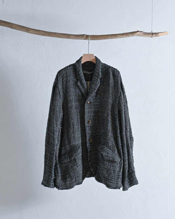 Tailored jacket, Linen cotton herringbone rebuild-YUTA MATSUOKA-COELACANTH