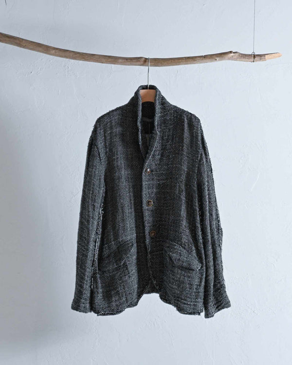 Tailored jacket, Linen cotton herringbone rebuild-YUTA MATSUOKA-COELACANTH