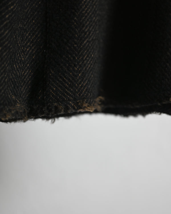 DAMAGE WOOL HERRINGBONE COVER ALL, brown×black