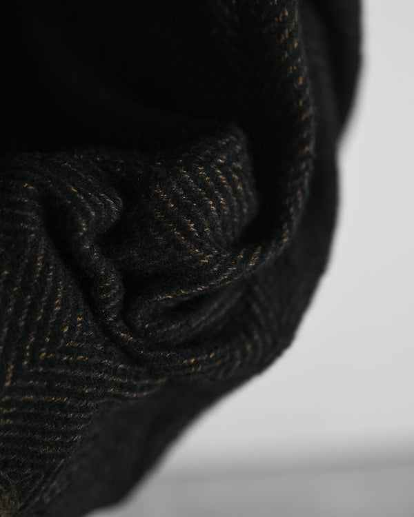 DAMAGE WOOL HERRINGBONE COVER ALL, brown×black