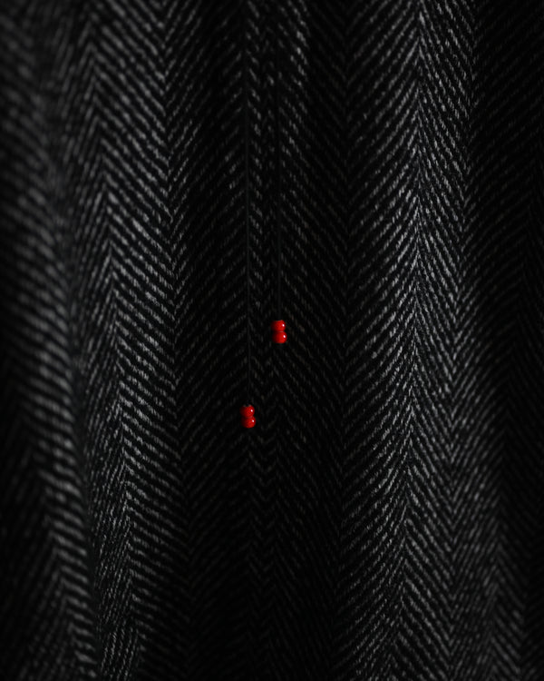DAMAGE WOOL HERRINGBONE COVER ALL, white×black
