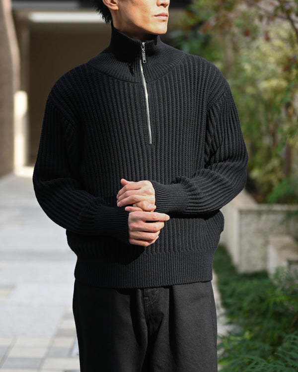 TWIST WOOL HALF ZIP NECK P/O