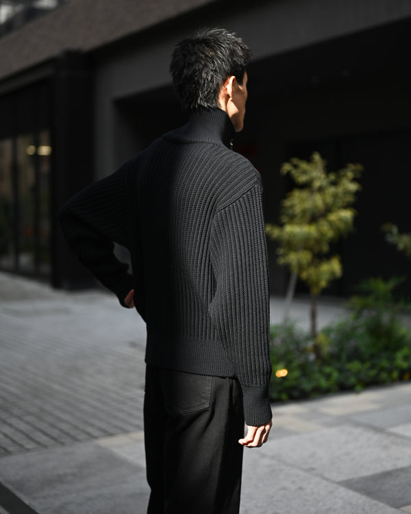 TWIST WOOL HALF ZIP NECK P/O