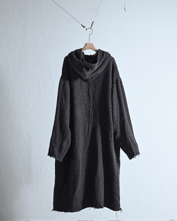 Wool linen kersey hoodie coat-YUTA MATSUOKA-COELACANTH