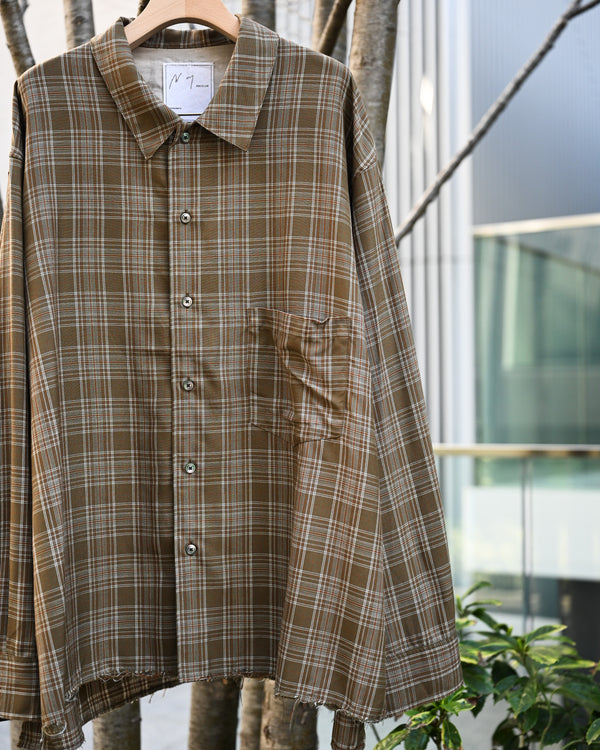 AGING RAYON CHECK SHIRT, green