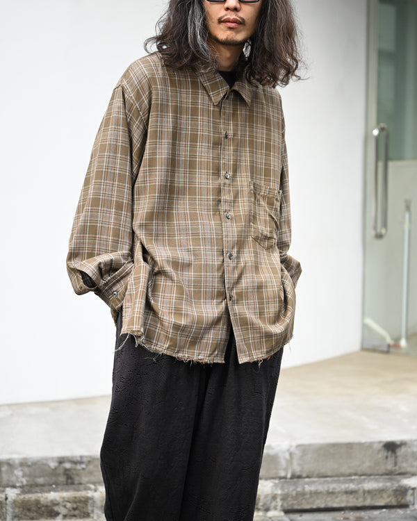 AGING RAYON CHECK SHIRT, green