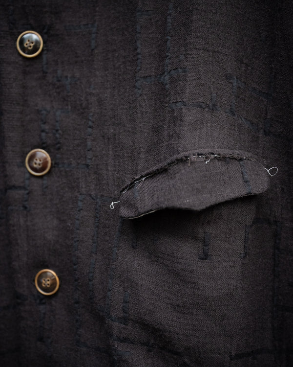 LONG COOK JACKET, dark brown site plan jacquard