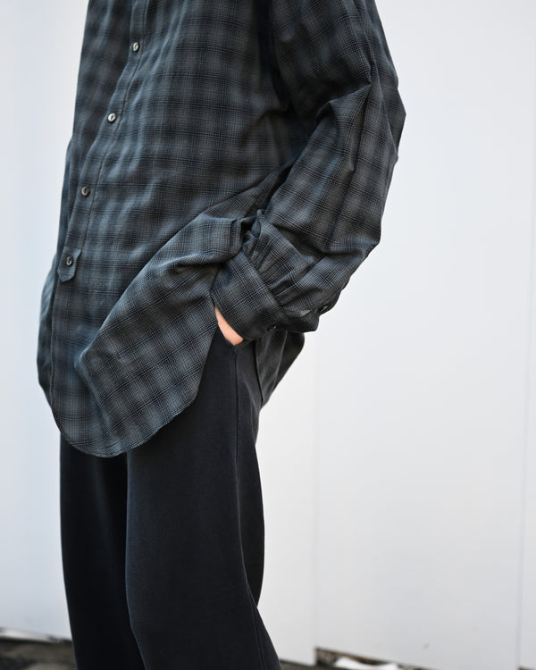 OMBRE CHECK V-COLLAR SEMI LONG SHIRT LS