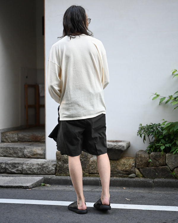 BACK CREPE JERSEY / CREW NECK LONG SLEEVE, ecru
