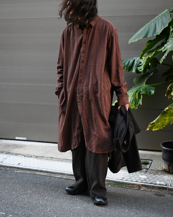 SHIRT COAT, hound's tooth cotton linen