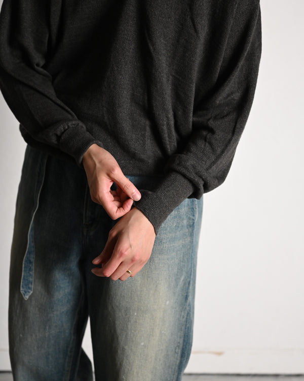 SILK LINEN V L/S, charcoal