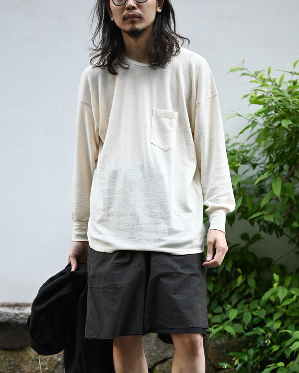 BACK CREPE JERSEY / CREW NECK LONG SLEEVE, ecru