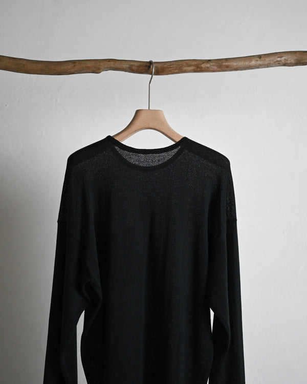 BACK CREPE JERSEY / CREW NECK LONG SLEEVE, black