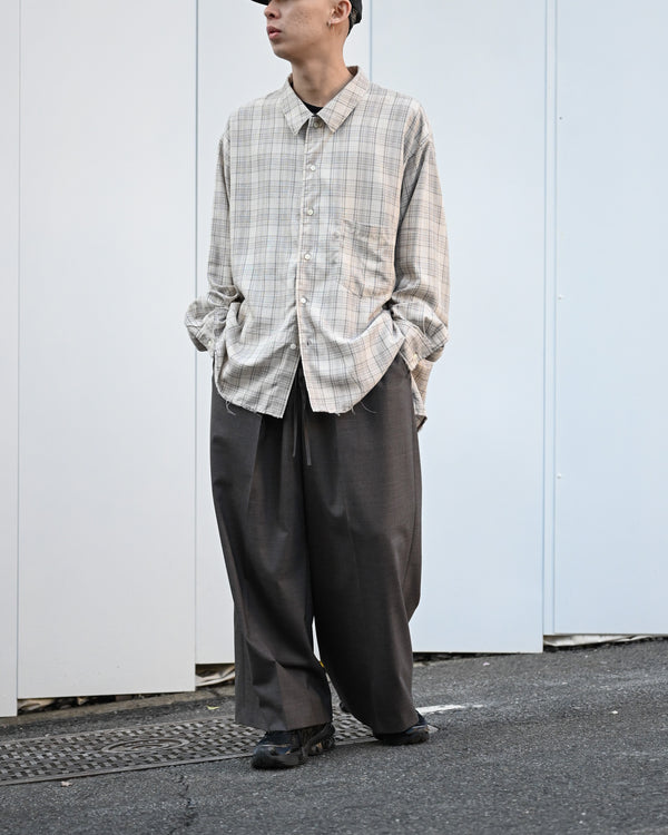 WOOL EXTRA WIDE TROUSERS, dark brown