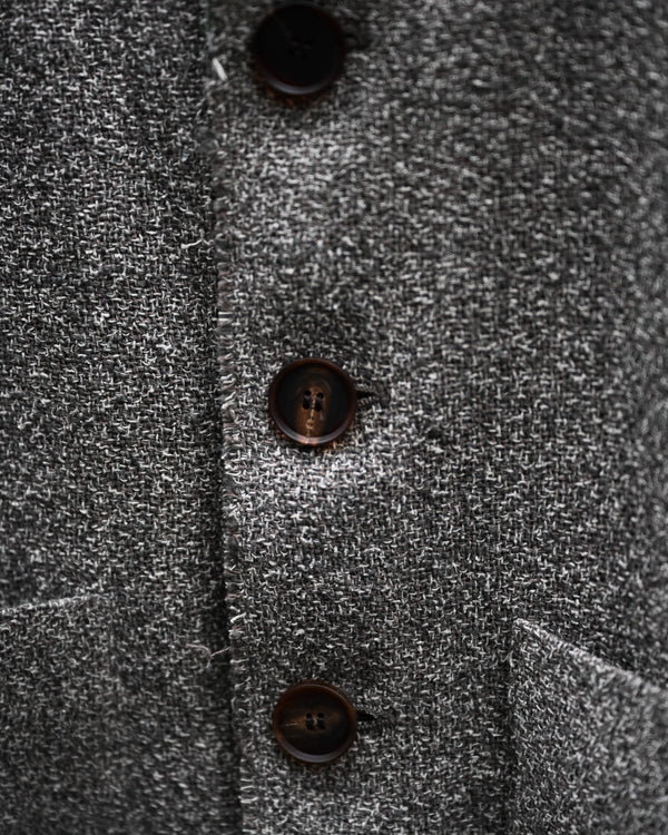 COLLARLESS JACKET, special twisted yarn fabrics