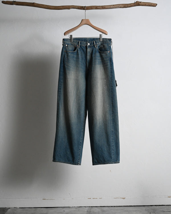 5POCKT BAGGY PANTS, raw denim, fade indigo