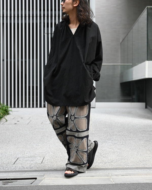 SMOCK-black, canvas linen