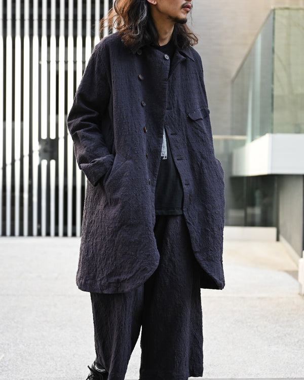 LONG COOK JACKET, slub yarn dobby cloth