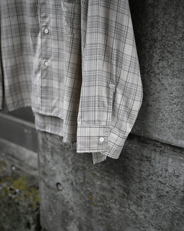 AGING RAYON CHECK SHIRT, beige