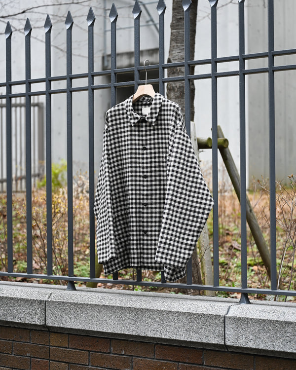 WORK SHIRT, linen×cotton×silk, gingham