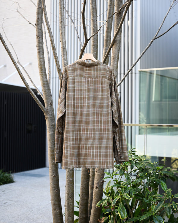 AGING RAYON CHECK SHIRT, green