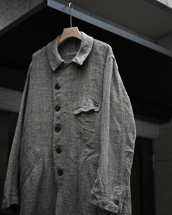 LONG COOK JACKET, special twisted yarn fabrics