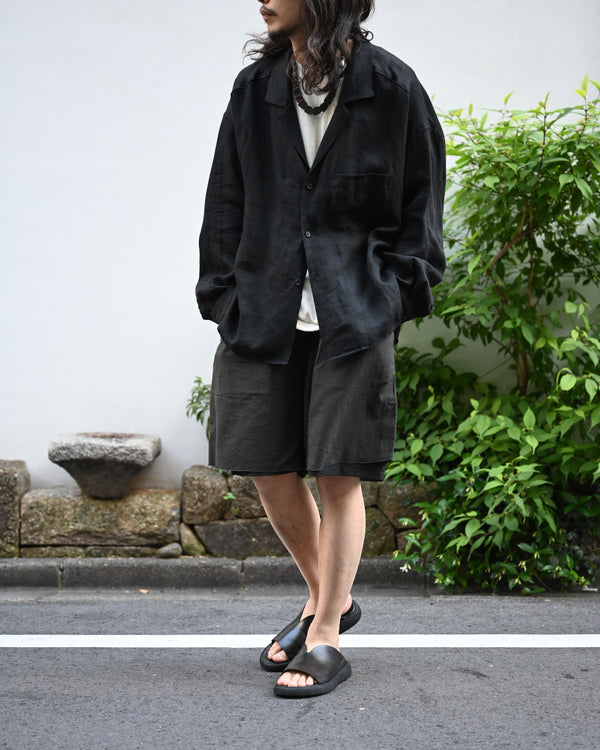 100/S LINEN TAILORED SHIRT, black