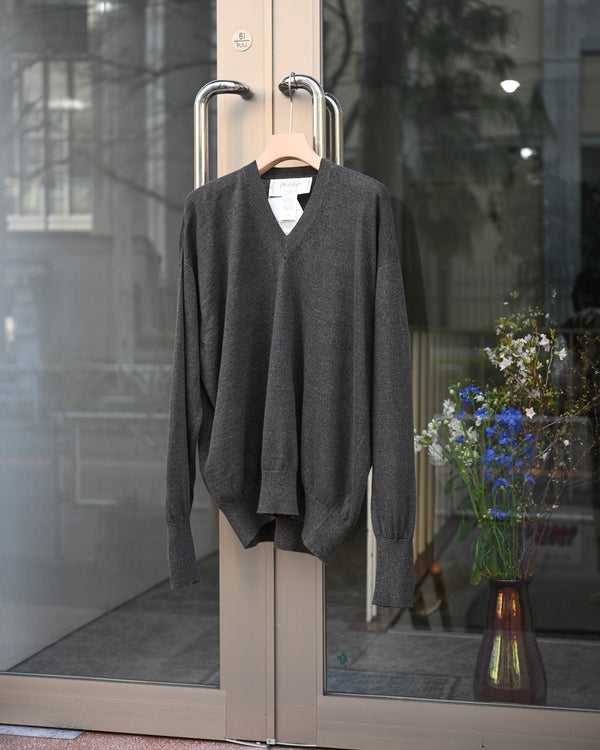 SILK LINEN V L/S, charcoal