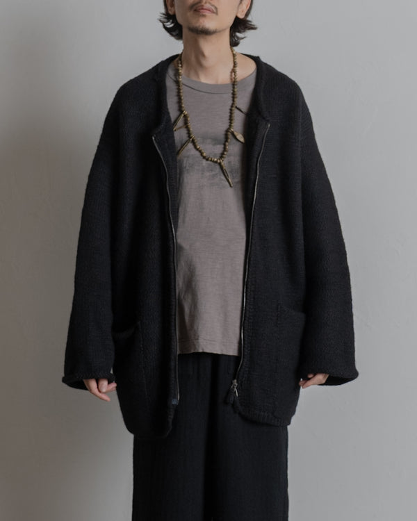 [予約商品]Slub yarn knit coat Ex. solid black