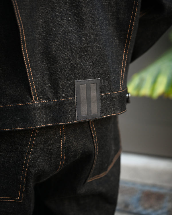 coffee black denim jacket