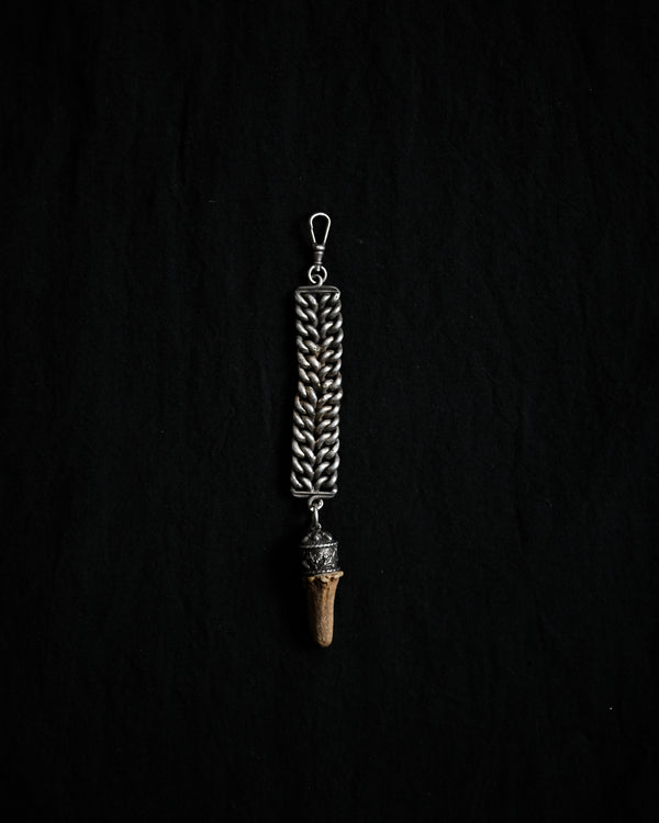 1900 - 1920's Silver Chain Charm with Deer Tooth, DA001