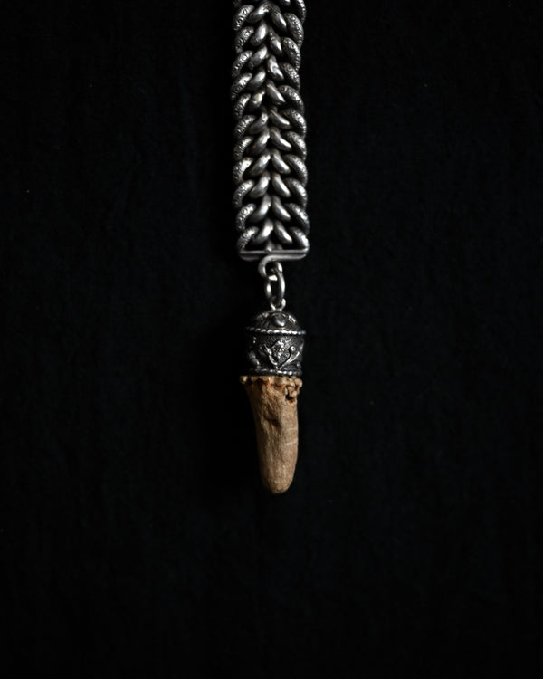 1900 - 1920's Silver Chain Charm with Deer Tooth, DA001