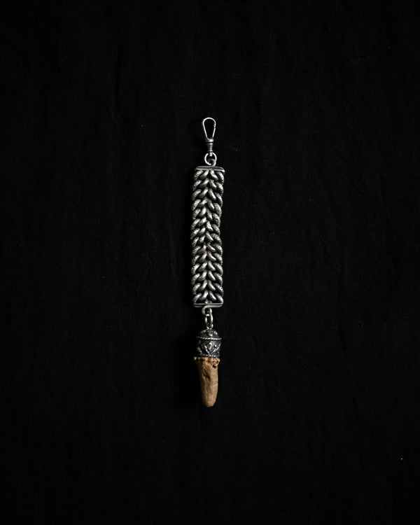 1900 - 1920's Silver Chain Charm with Deer Tooth, DA001