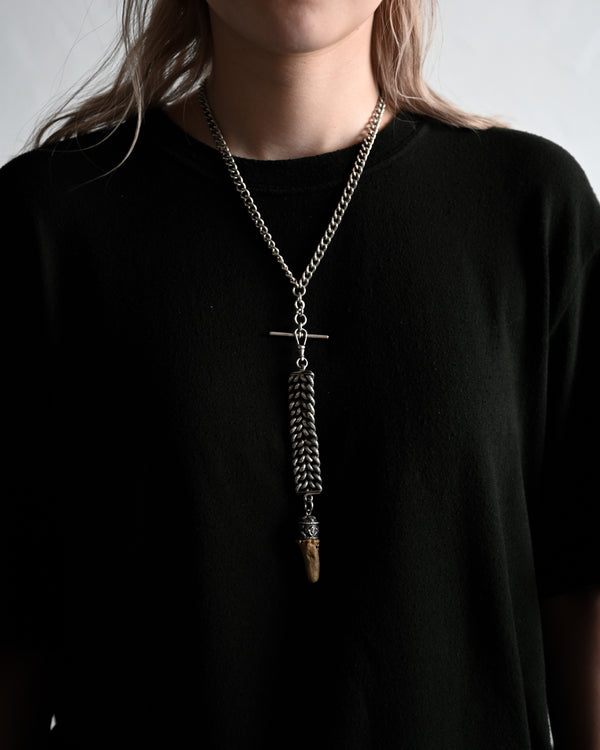 1900 - 1920's Silver Chain Charm with Deer Tooth, DA001