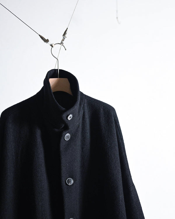 KASURI OVER COAT, BLACK-YOKO SAKAMOTO-COELACANTH