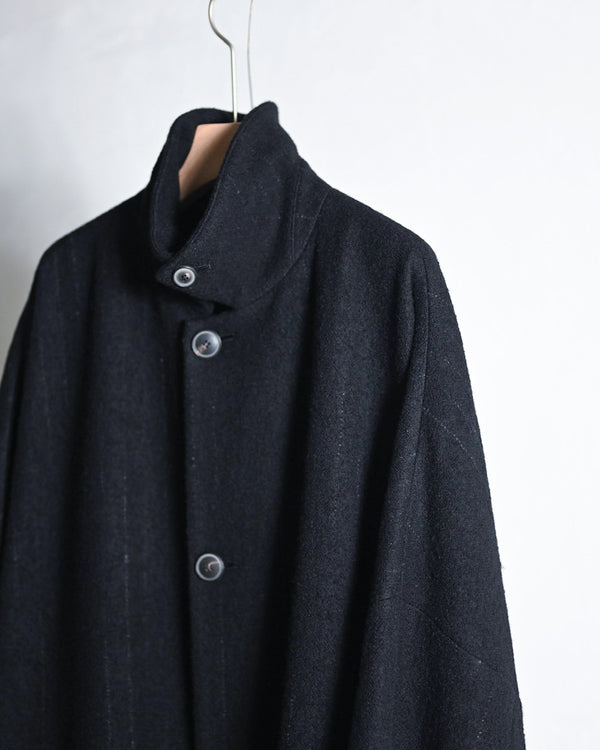 KASURI OVER COAT, BLACK-YOKO SAKAMOTO-COELACANTH