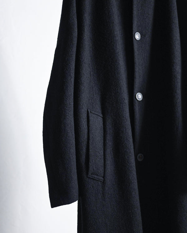 KASURI OVER COAT, BLACK-YOKO SAKAMOTO-COELACANTH