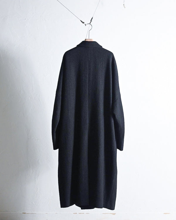 KASURI OVER COAT, BLACK-YOKO SAKAMOTO-COELACANTH