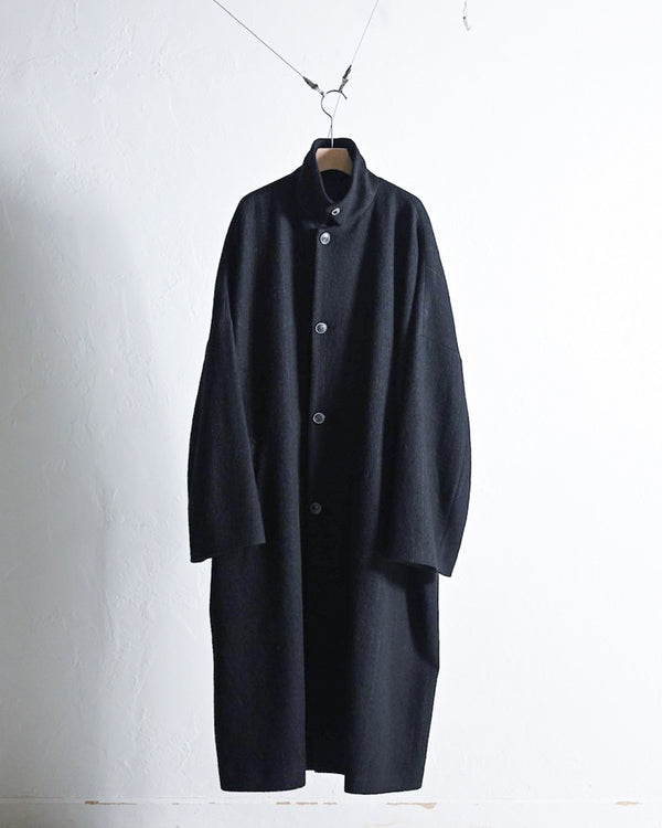 KASURI OVER COAT, BLACK-YOKO SAKAMOTO-COELACANTH