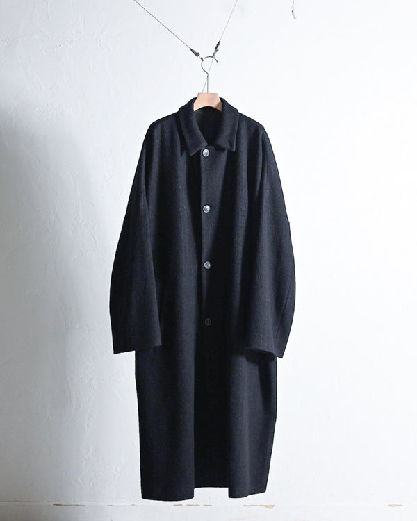 KASURI OVER COAT, BLACK-YOKO SAKAMOTO-COELACANTH